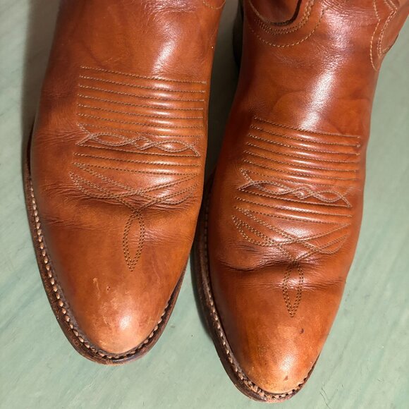 Vintage Mens J Chisholm 911 Brown Leather Cowboy Western Boots Size 9 D - Picture 3 of 11